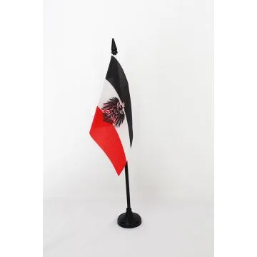 DRAPEAU DE TABLE EMPIRE ALLEMAND 1871-1918 AVEC ARMES 15x10cm - PETIT DRAPEAUX DE BUREAU DU REICH ALLEMAND 10 x 15 cm