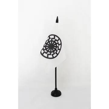 DRAPEAU DE TABLE SOLEIL NOIR 15x10cm - PETIT DRAPEAUX DE BUREAU DU SCHWARZE SONNE 10 x 15 cm
