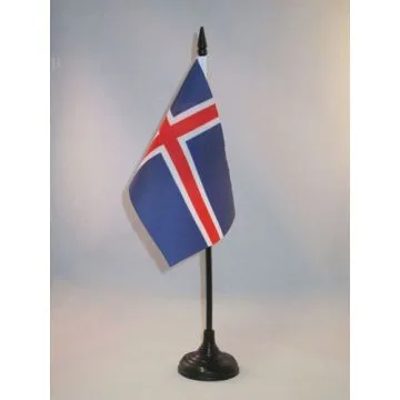 DRAPEAU DE TABLE ISLANDE 15x10cm - PETIT DRAPEAUX DE BUREAU ISLANDAIS 10 x 15 cm