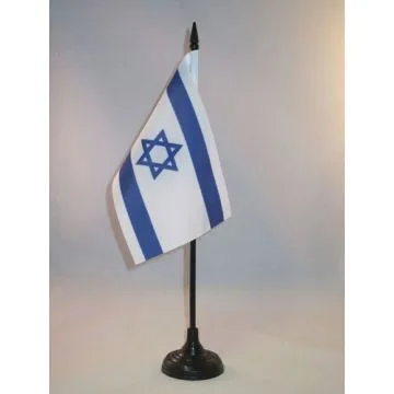DRAPEAU DE TABLE ISRAËL 15x10cm - PETIT DRAPEAUX DE BUREAU ISRAÉLIEN 10 x 15 cm