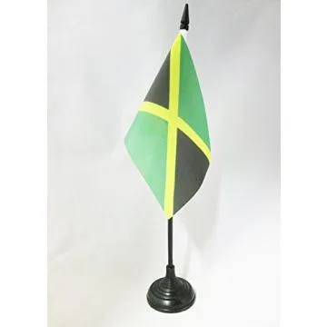 DRAPEAU DE TABLE JAMAÏQUE 15x10cm - PETIT DRAPEAUX DE BUREAU JAMAÏCAIN 10 x 15 cm