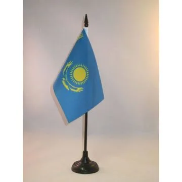 DRAPEAU DE TABLE KAZAKHSTAN 15x10cm - PETIT DRAPEAUX DE BUREAU KAZAKH 10 x 15 cm