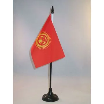 DRAPEAU DE TABLE KIRGHIZSTAN 15x10cm - PETIT DRAPEAUX DE BUREAU KIRGHIZ 10 x 15 cm