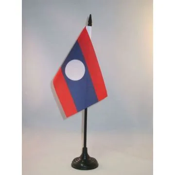 DRAPEAU DE TABLE LAOS 15x10cm - PETIT DRAPEAUX DE BUREAU LAOSIEN 10 x 15 cm