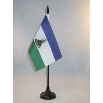 DRAPEAU DE TABLE LESOTHO 15x10cm - PETIT DRAPEAUX DE BUREAU LÉSOTHAN 10 x 15 cm