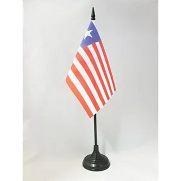 DRAPEAU DE TABLE LIBÉRIA 15x10cm - PETIT DRAPEAUX DE BUREAU LIBÉRIEN 10 x 15 cm