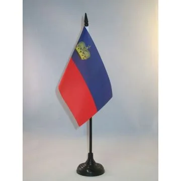 DRAPEAU DE TABLE LIECHTENSTEIN 15x10cm - PETIT DRAPEAUX DE BUREAU LIECHTENSTEINOIS 10 x 15 cm