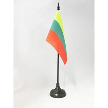 DRAPEAU DE TABLE LITUANIE 15x10cm - PETIT DRAPEAUX DE BUREAU LITUANIEN 10 x 15 cm