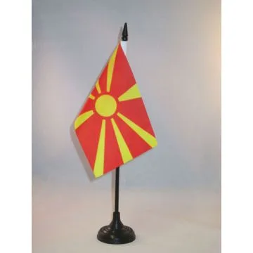 DRAPEAU DE TABLE MACÉDOINE 15x10cm - PETIT DRAPEAUX DE BUREAU MACÉDONIEN 10 x 15 cm