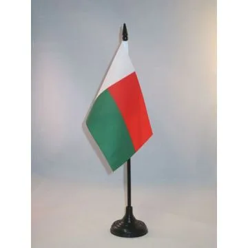 DRAPEAU DE TABLE MADAGASCAR 15x10cm - PETIT DRAPEAUX DE BUREAU MALGACHE 10 x 15 cm