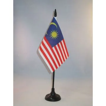 DRAPEAU DE TABLE MALAISIE 15x10cm - PETIT DRAPEAUX DE BUREAU MALAISIEN 10 x 15 cm
