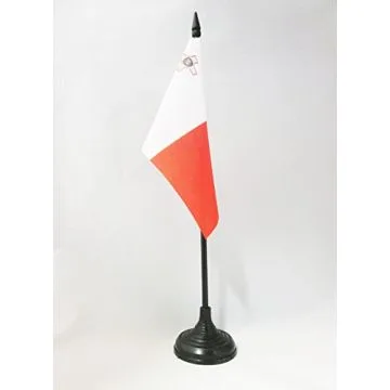 DRAPEAU DE TABLE MALTE 15x10cm - PETIT DRAPEAUX DE BUREAU MALTAIS 10 x 15 cm