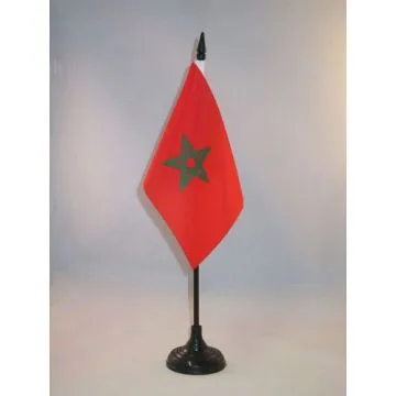 DRAPEAU DE TABLE MAROC 15x10cm - PETIT DRAPEAUX DE BUREAU MAROCAIN 10 x 15 cm