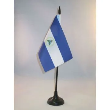 DRAPEAU DE TABLE NICARAGUA 15x10cm - PETIT DRAPEAUX DE BUREAU NICARAGUAYEN 10 x 15 cm
