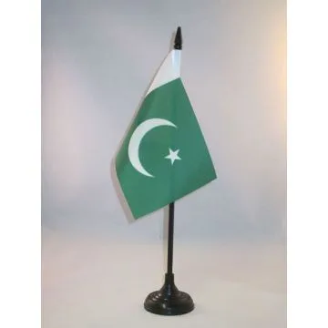 DRAPEAU DE TABLE PAKISTAN 15x10cm - PETIT DRAPEAUX DE BUREAU PAKISTANAIS 10 x 15 cm