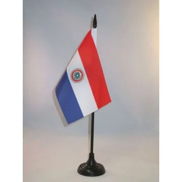 DRAPEAU DE TABLE PARAGUAY 15x10cm - PETIT DRAPEAUX DE BUREAU PARAGUAYEN 10 x 15 cm
