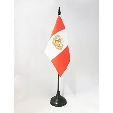 DRAPEAU DE TABLE PÉROU 15x10cm - PETIT DRAPEAUX DE BUREAU PÉRUVIEN 10 x 15 cm