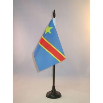 DRAPEAU DE TABLE RÉPUBLIQUE DÉMOCRATIQUE DU CONGO 15x10cm - PETIT DRAPEAUX DE BUREAU CONGOLAIS 10 x 15 cm