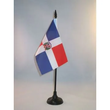 DRAPEAU DE TABLE RÉPUBLIQUE DOMINICAINE 15x10cm - PETIT DRAPEAUX DE BUREAU DOMINICAIN 10 x 15 cm