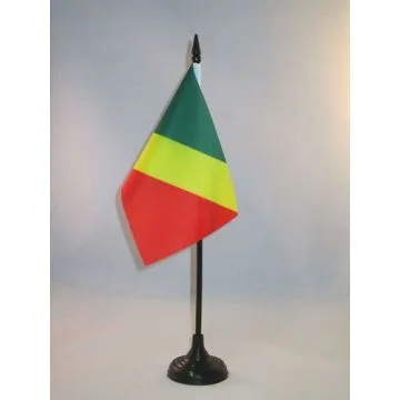 DRAPEAU DE TABLE RÉPUBLIQUE DU CONGO 15x10cm - PETIT DRAPEAUX DE BUREAU CONGOLAIS 10 x 15 cm