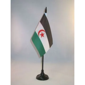 DRAPEAU DE TABLE SAHARA OCCIDENTAL 15x10cm - PETIT DRAPEAUX DE BUREAU SAHRAOUI 10 x 15 cm