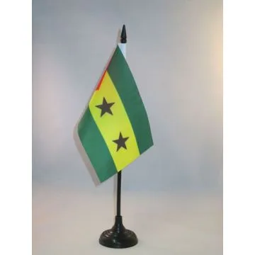 DRAPEAU DE TABLE SAO TOMÉ 15x10cm - PETIT DRAPEAUX DE BUREAU SANTOMÉEN 10 x 15 cm