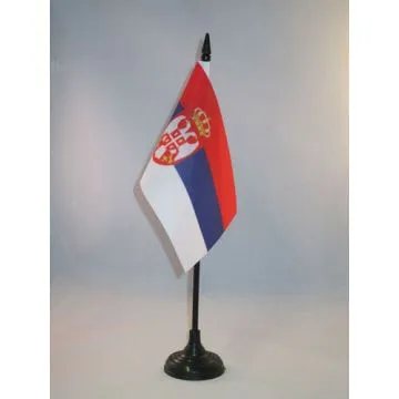 DRAPEAU DE TABLE SERBIE 15x10cm - PETIT DRAPEAUX DE BUREAU SERBE 10 x 15 cm