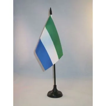 DRAPEAU DE TABLE SIERRA LEONE 15x10cm - PETIT DRAPEAUX DE BUREAU SIERRA-LÉONAIS 10 x 15 cm