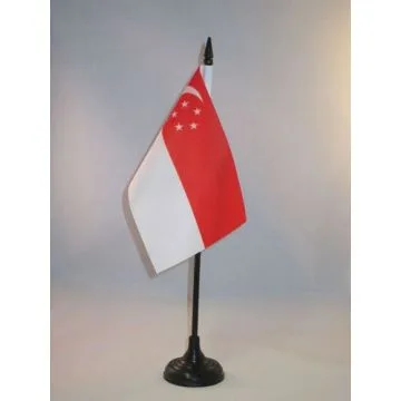 DRAPEAU DE TABLE SINGAPOUR 15x10cm - PETIT DRAPEAUX DE BUREAU SINGAPOURIEN 10 x 15 cm