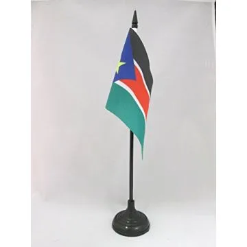 DRAPEAU DE TABLE SOUDAN DU SUD 15x10cm - PETIT DRAPEAUX DE BUREAU SUD SOUDANAIS 10 x 15 cm