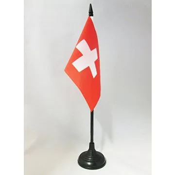 DRAPEAU DE TABLE SUISSE 15x10cm - PETIT DRAPEAUX DE BUREAU HELVÉTIQUE 10 x 15 cm
