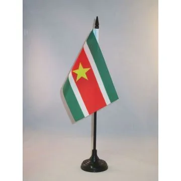 DRAPEAU DE TABLE SURINAME 15x10cm - PETIT DRAPEAUX DE BUREAU SURINAMIEN 10 x 15 cm