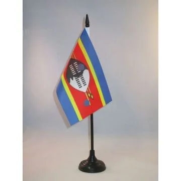 DRAPEAU DE TABLE SWAZILAND 15x10cm - PETIT DRAPEAUX DE BUREAU SWAZI 10 x 15 cm