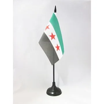 DRAPEAU DE TABLE SYRIE 15x10cm - PETIT DRAPEAUX DE BUREAU SYRIEN 10 x 15 cm