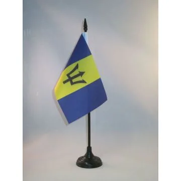 DRAPEAU DE TABLE BARBADE 15x10cm - PETIT DRAPEAUX DE BUREAU BARBADIEN 10 x 15 cm