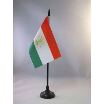 DRAPEAU DE TABLE TADJIKISTAN 15x10cm - PETIT DRAPEAUX DE BUREAU TADJIK 10 x 15 cm