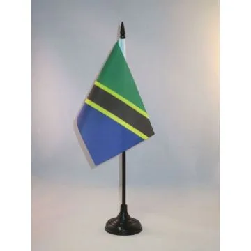 DRAPEAU DE TABLE TANZANIE 15x10cm - PETIT DRAPEAUX DE BUREAU TANZANIEN 10 x 15 cm