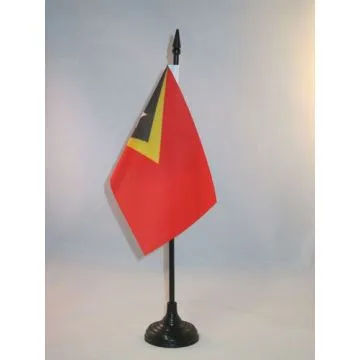 DRAPEAU DE TABLE TIMOR ORIENTAL 15x10cm - PETIT DRAPEAUX DE BUREAU TIMORAIS 10 x 15 cm