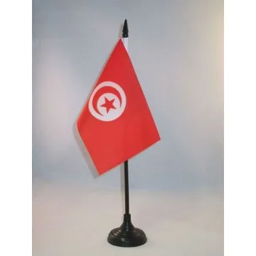 DRAPEAU DE TABLE TUNISIE 15x10cm - PETIT DRAPEAUX DE BUREAU TUNISIEN 10 x 15 cm