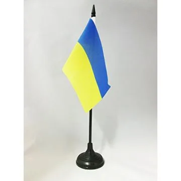 DRAPEAU DE TABLE UKRAINE 15x10cm - PETIT DRAPEAUX DE BUREAU UKRAINIEN 10 x 15 cm