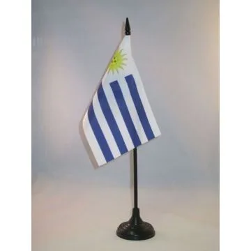DRAPEAU DE TABLE URUGUAY 15x10cm - PETIT DRAPEAUX DE BUREAU URUGUAYEN 10 x 15 cm