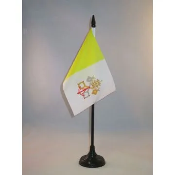 DRAPEAU DE TABLE VATICAN 15x10cm - PETIT DRAPEAUX DE BUREAU VATICAN 10 x 15 cm