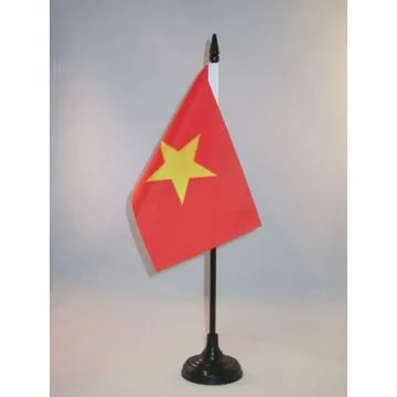 DRAPEAU DE TABLE VIETNAM 15x10cm - PETIT DRAPEAUX DE BUREAU VIETNAMIEN 10 x 15 cm
