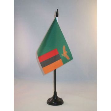 DRAPEAU DE TABLE ZAMBIE 15x10cm - PETIT DRAPEAUX DE BUREAU ZAMBIEN 10 x 15 cm