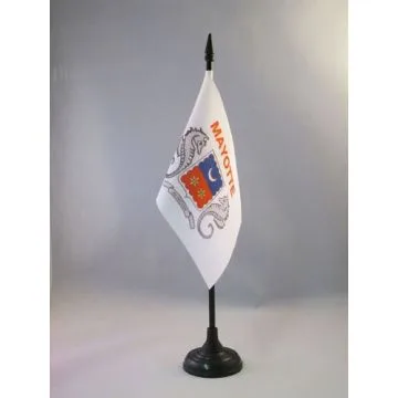 DRAPEAU DE TABLE MAYOTTE 15x10cm - PETIT DRAPEAUX DE BUREAU MAHORAIS - FRANCE 10 x 15 cm