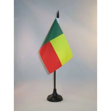 DRAPEAU DE TABLE BÉNIN 15x10cm - PETIT DRAPEAUX DE BUREAU BÉNINOIS 10 x 15 cm