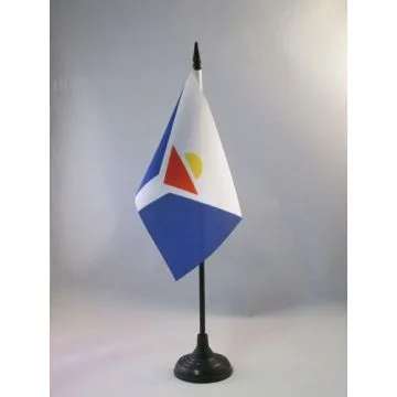 DRAPEAU DE TABLE SAINT-MARTIN 15x10cm - PETIT DRAPEAUX DE BUREAU DE L?ÎLE DE SAINT-MARTIN - FRANCE 10 x 15 cm