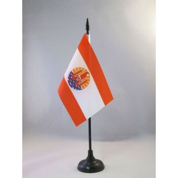 DRAPEAU DE TABLE POLYNÉSIE FRANÇAISE 15x10cm - PETIT DRAPEAUX DE BUREAU POLYNÉSIEN - FRANCE 10 x 15 cm