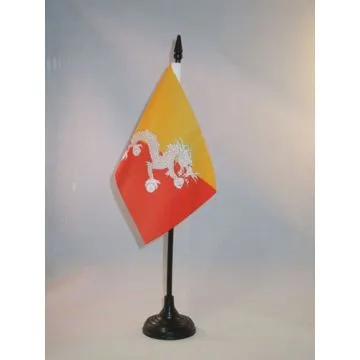 DRAPEAU DE TABLE BHOUTAN 15x10cm - PETIT DRAPEAUX DE BUREAU BHOUTANAIS 10 x 15 cm