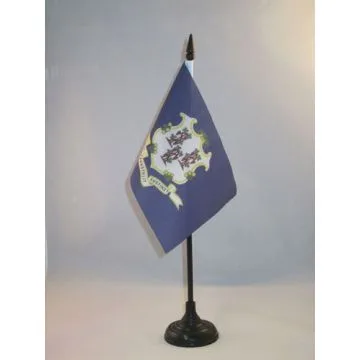DRAPEAU DE TABLE CONNECTICUT 15x10cm - PETIT DRAPEAUX DE BUREAU ETAT AMÉRICAIN - USA - ETATS-UNIS 10 x 15 cm